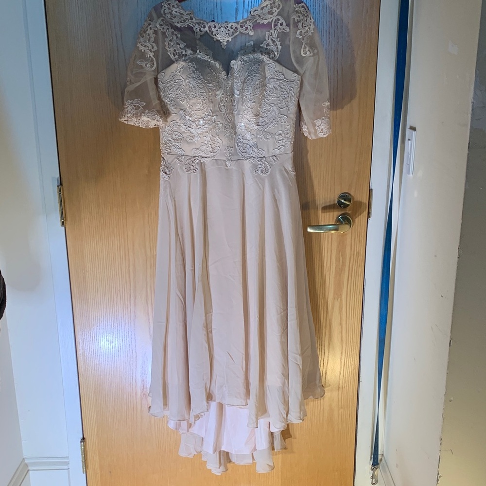 Lovely Formal Dress- Lace Bodice w/ Small Train- Cream - Size 14